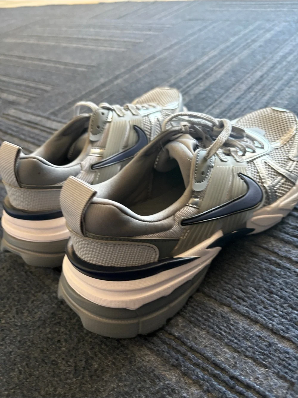 Nike V2K Wolf Grey and Navy  Athletic Running  Sneakers 10.5 women’s or 9 men’s